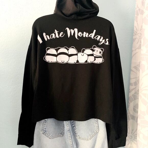 Queen Bees Black & White Panda Pullover Hoodie Sweatshirt Size Small - Picture 3 of 5